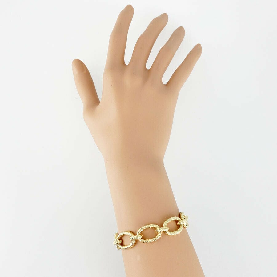 Van Cleef & Arpels 18KT Yellow Gold Large Textured Oval Link Bracelet