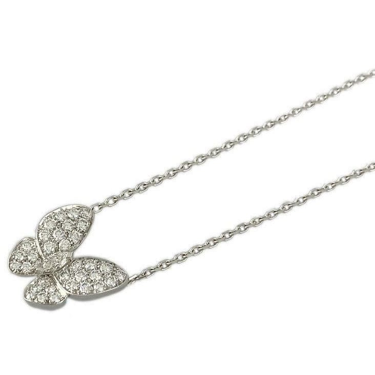 Van Cleef & Arpels Diamond Two Butterfly 18KT White Gold Papillon Necklace