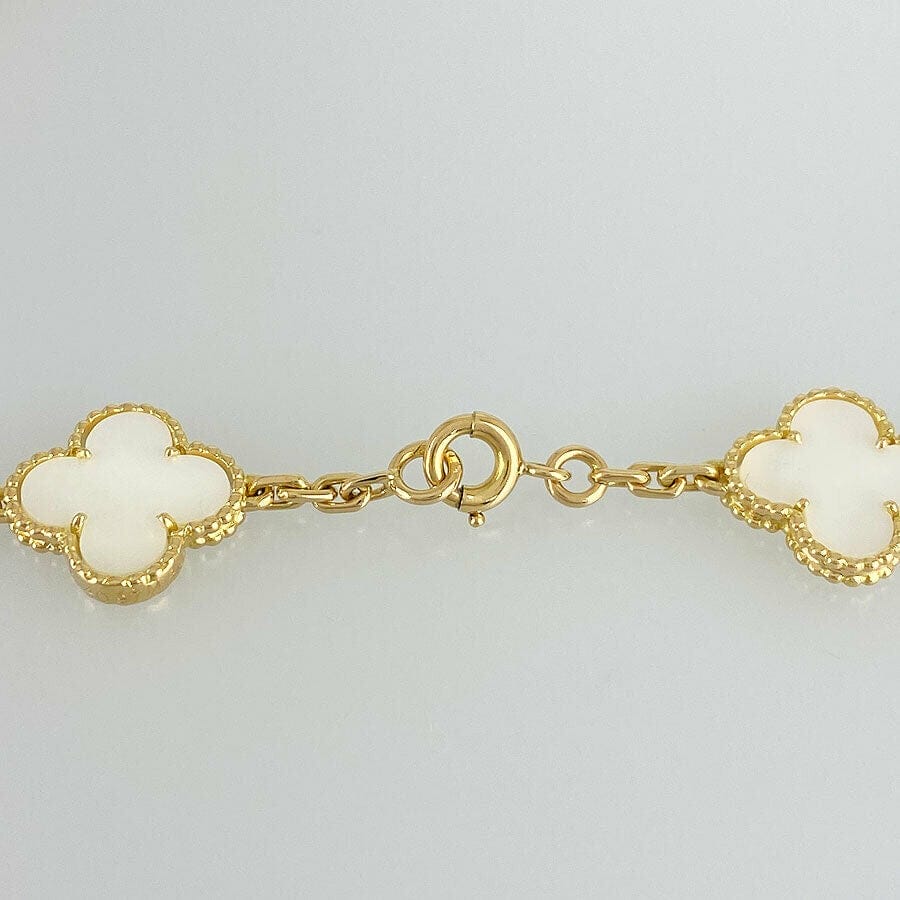 Van Cleef & Arpels Mother of Pearl 18KT Yellow Gold Vintage Alhambra 9-motif Necklace