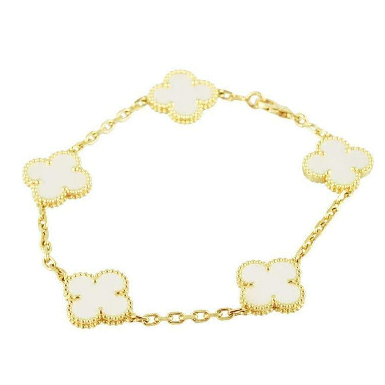 Van Cleef & Arpels Vintage Alhambra Mother of Pearl 18KT Yellow Gold Bracelet