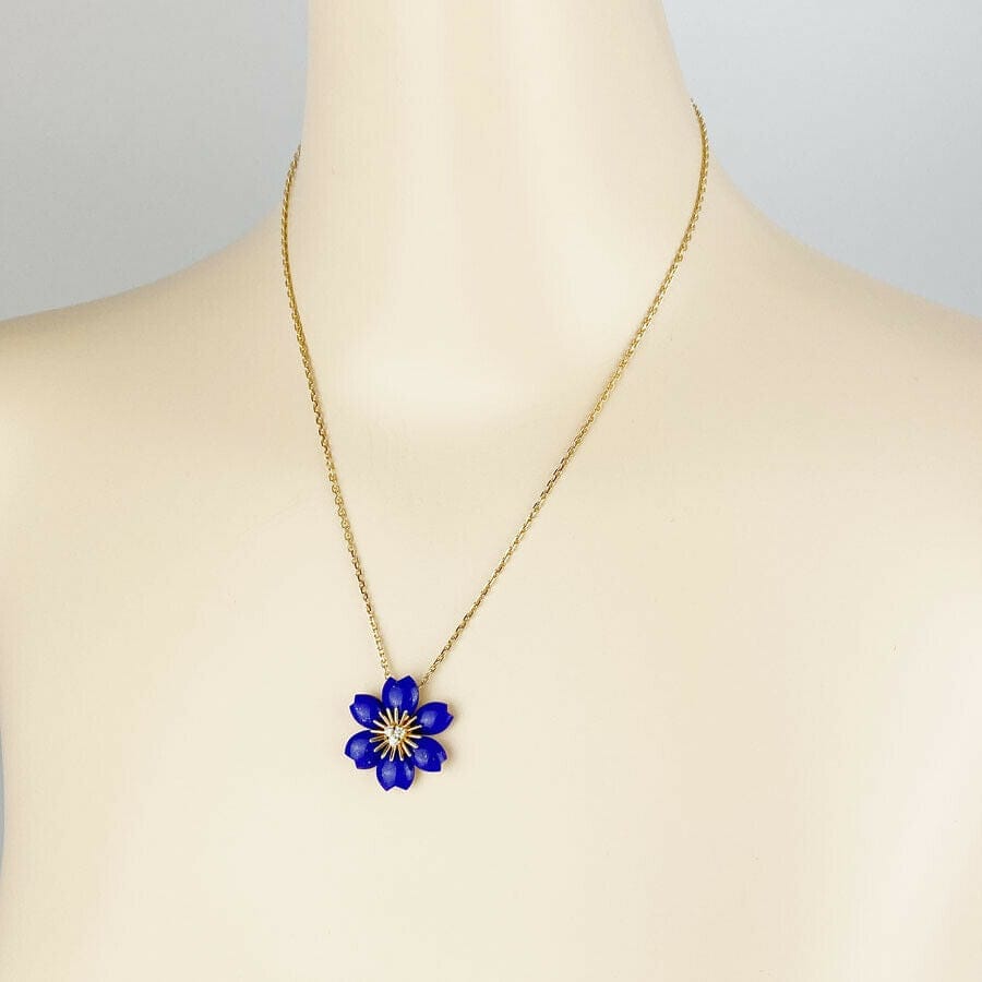 Van Cleef & Arpels Lapis lazuli diamond 18K Y/G Rose de Noel Necklace
