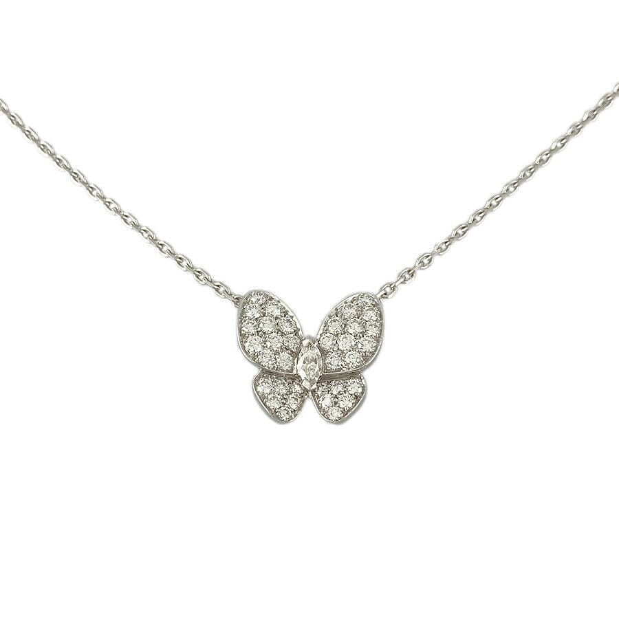 Van Cleef & Arpels Diamond Two Butterfly 18KT White Gold Papillon Necklace