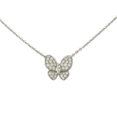 Van Cleef & Arpels Diamond Two Butterfly 18KT White Gold Papillon Necklace