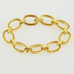 Van Cleef & Arpels 18KT Yellow Gold Large Textured Oval Link Bracelet