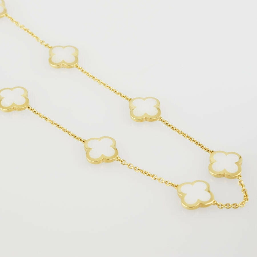 Van Cleef & Arpels Pure Alhambra 18K Mother of Pearl 9 motifs Necklace